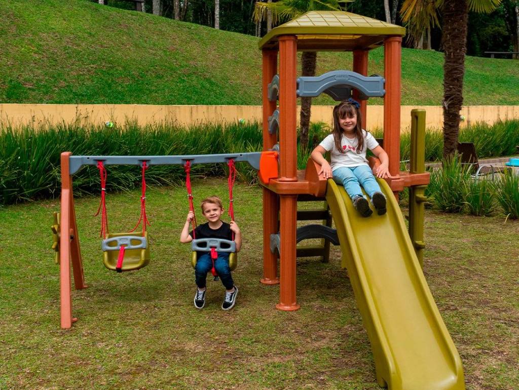 PLAYGROUND INFANTIL CASA DA ÁRVORE DINOPLAY COM BALANÇO BEBÊ FRESO